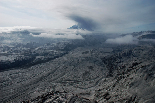 Redoubt volcano ash field
